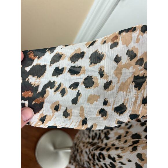 Aerie Chiffon White Leopard Print Kimono Beach Cover Up One Size Longline - Picture 7 of 7